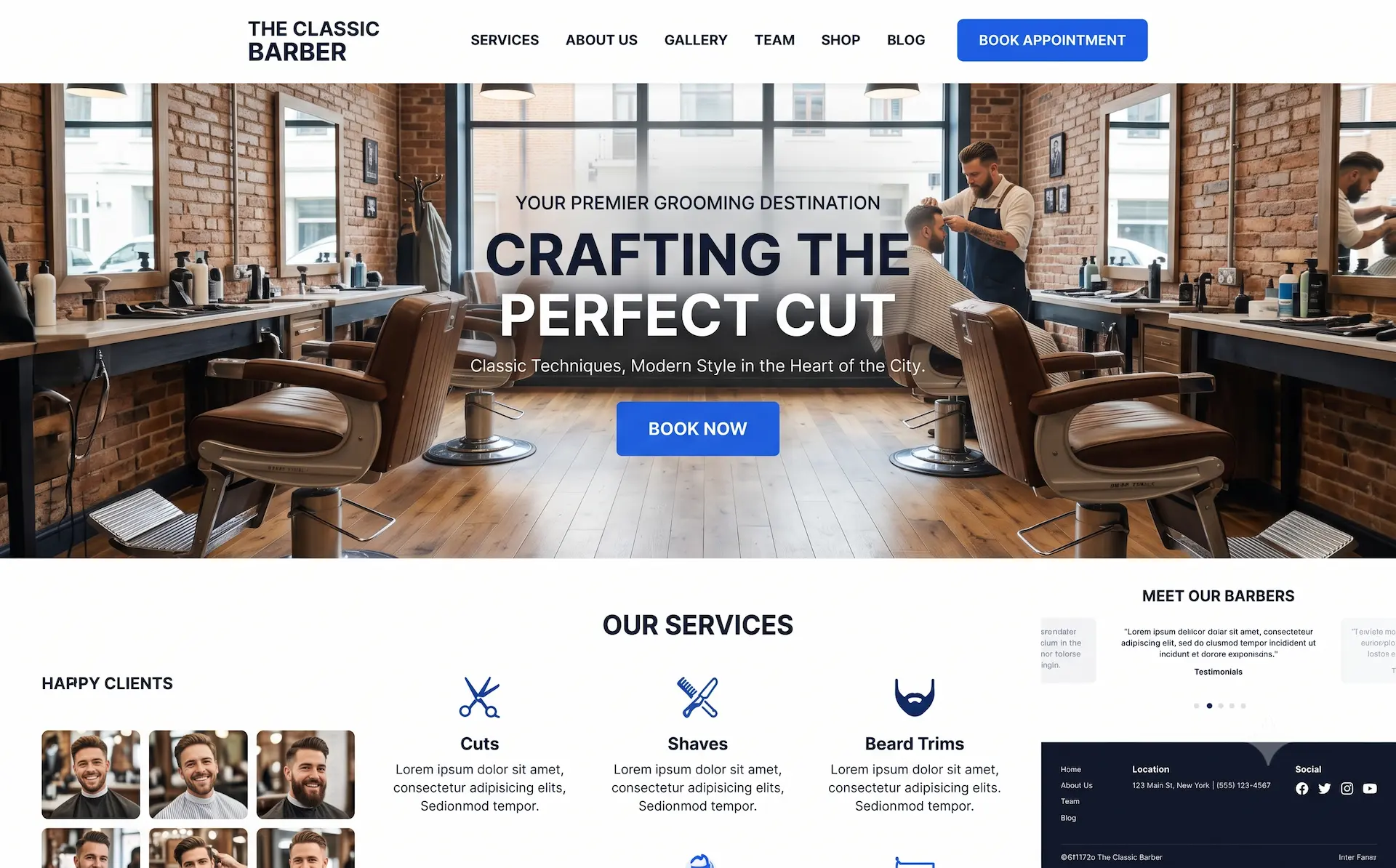 Custom responsive barbershop website design preview